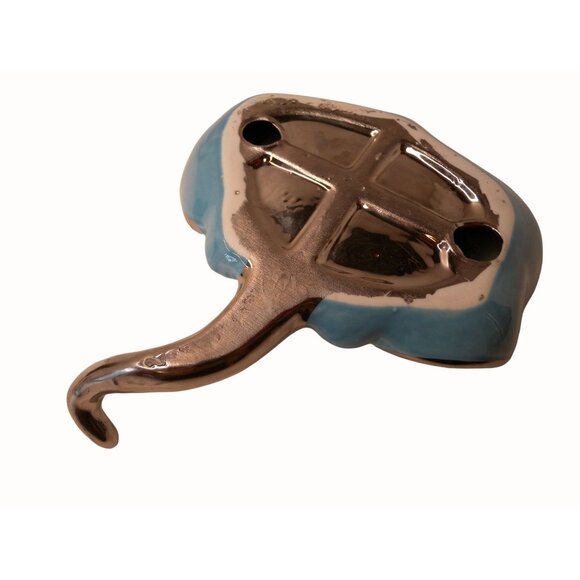 Vintage Rare Art Glass Manta Ray Stingray Aqua and Silver Beautiful - Picture 4 of 7